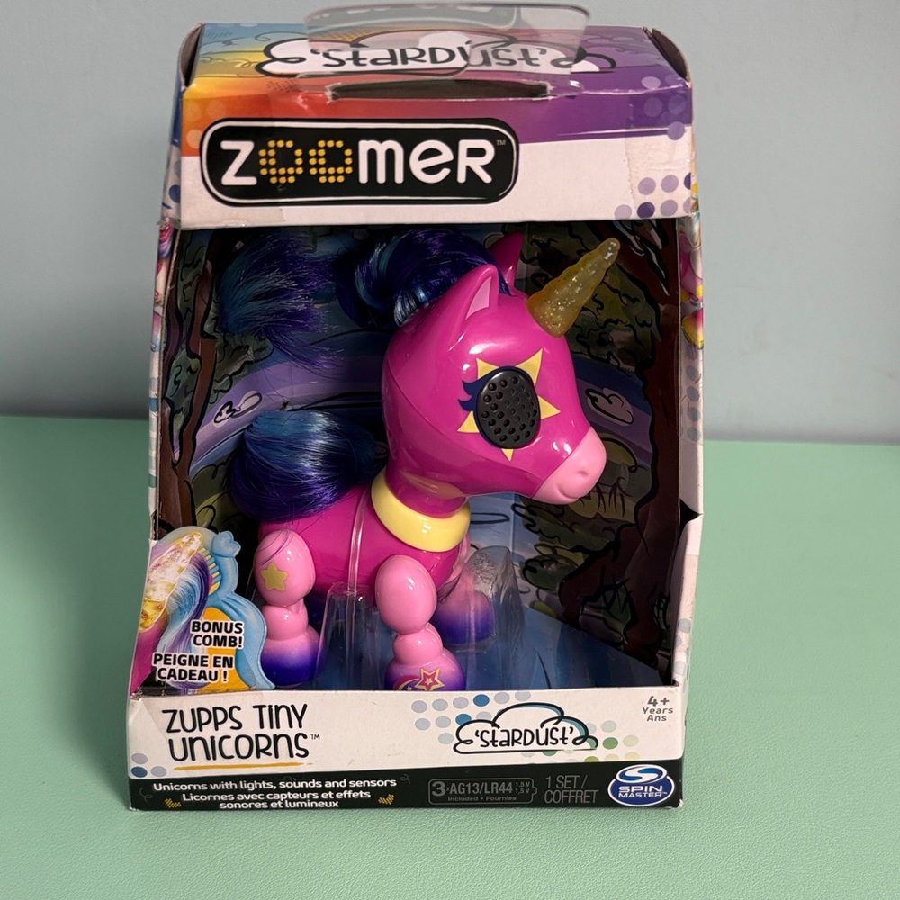 Zoomer Zupps Tiny Unicorns, Stardust, Interactive Unicorn with Light-up Horn Toy